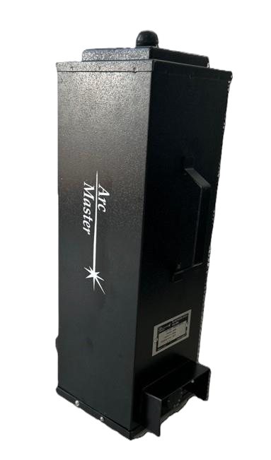 Arc-Master portable electrode quiver, a tall black cylindrical oven with a hinged lid and carrying handle
