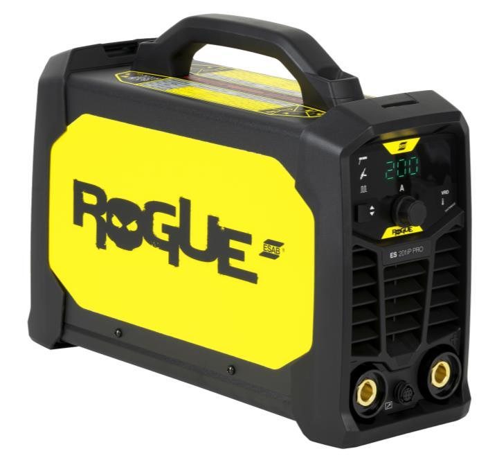 ESAB Rogue ES 201iP PRO portable stick welding machine with carrying handle and welding terminals