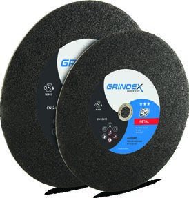 Grindex large diameter cutting wheels for chopsaw machines, shown in three sizes