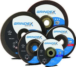 Grindex Type 27 depressed centre grinding discs shown in a range of diameters